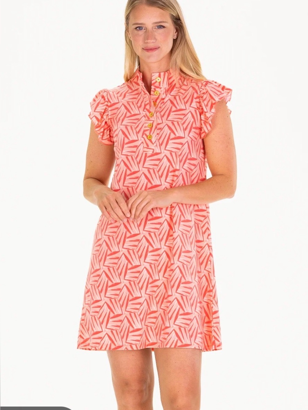 Duffield lane Sylvia dress in coral Kaleidoscope